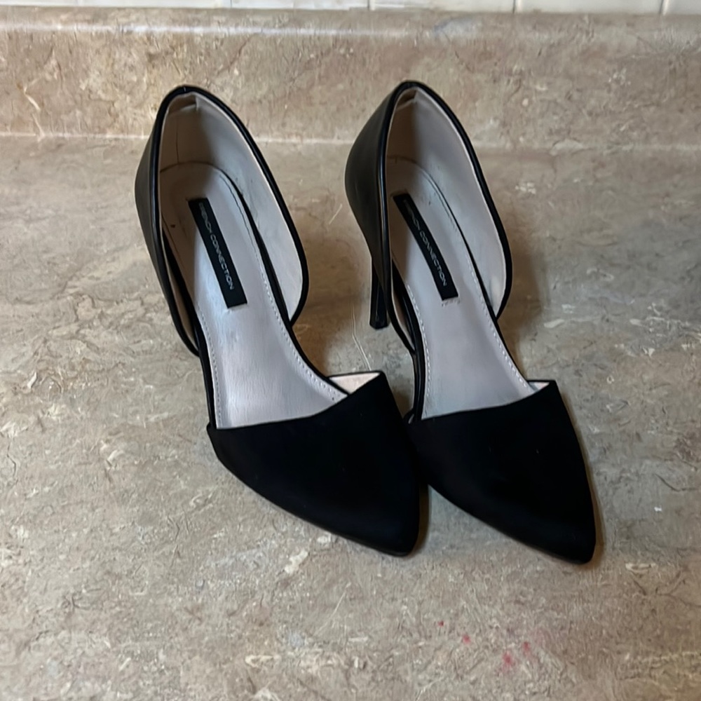 French Connection black suede and leather pumps.